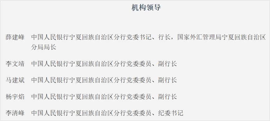 央行机构领导