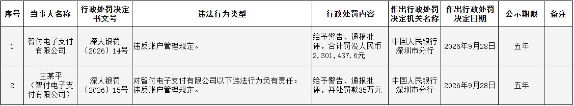 智付电子支付有限公司罚单